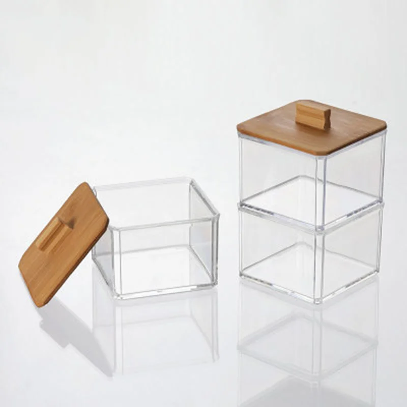 

Acrylic Make Up Organizer Transparent Cotton Swab Storage Box Storage Case Portable Container Makeup Organizer Acrylic Container
