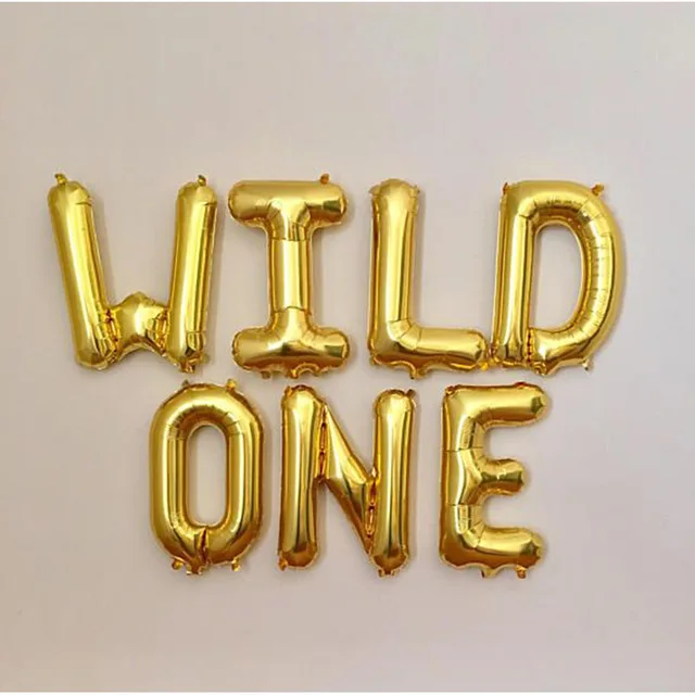 Gold 1 Набор, 16 дюймов, розовое золото, Wild One/One, фольгированный шар, детский душ, 1 день рождения, украшение, шары для детей 1 год, Globos - Цвет: Gold