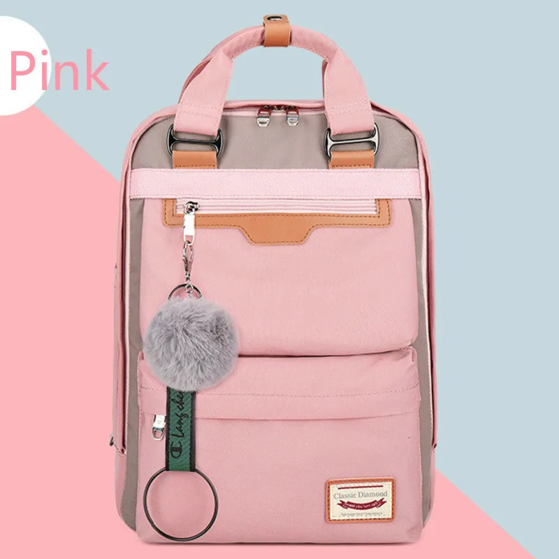 Pink Высококачественные рюкзаки для девочек, для студентов средней школы, сумка для книг, водонепроницаемый нейлоновый рюкзак для путешествий, рюкзак в консервативном стиле для мальчиков, рюкзак для ноутбука - Цвет: Pink