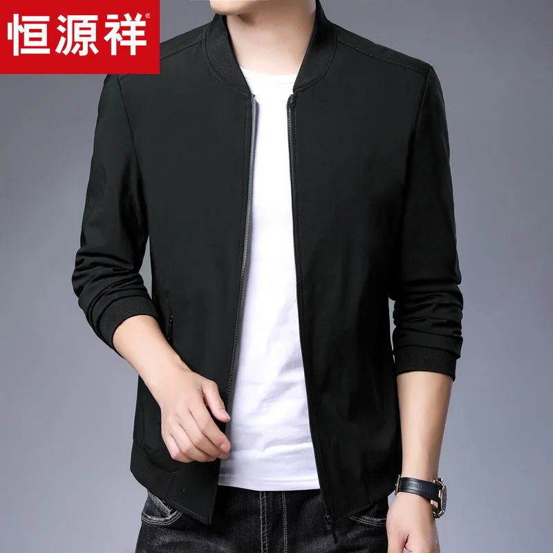 

HYX Genuine Product New Style Autumn Men Baseball Collar Coat Jacket Thin Solid Color Jacket Casual Coat