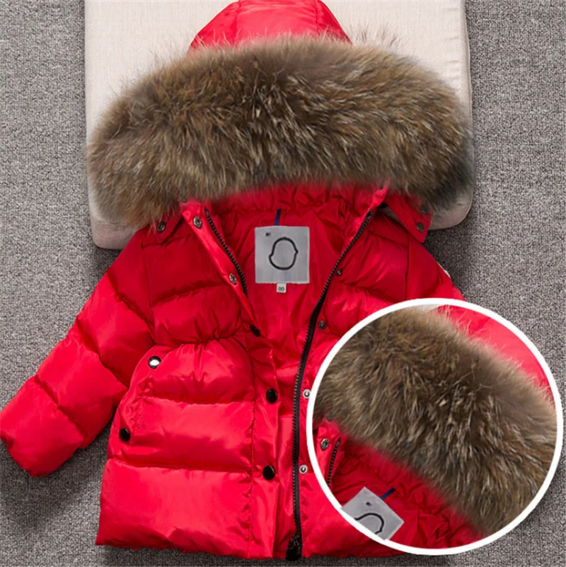 LEAPPAREL/детское зимнее пальто милая пуховая куртка с капюшоном и меховым капюшоном для мальчиков и девочек новое поступление, однотонная теплая парка детская верхняя одежда