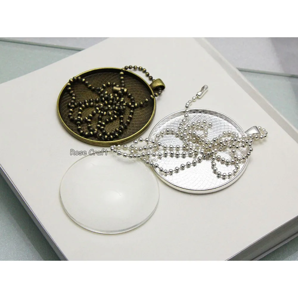 Комплект из 5 комплектов ожерелья с подвеской пустая Круглая Подвеска 50 мм +