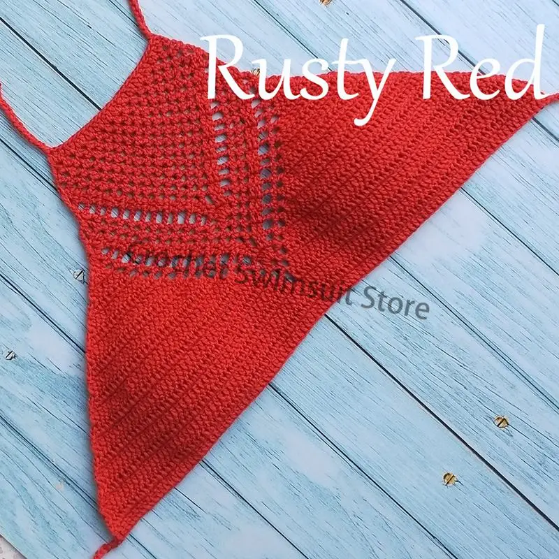 Women Sexy Bikini Tops High Neck Hollow Out Halter Swimwear Crochet Separate Swimsuit Bikini Bra Hot Sale 6