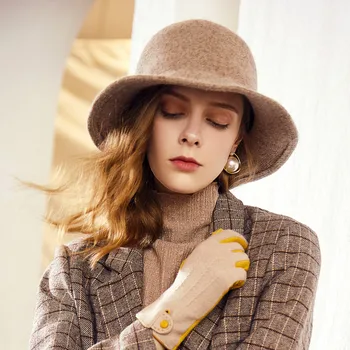 

H7675 Women Fedoras Hat Female Autumn Winter Dome Wool Cap Lady Travel Simple Church Party High Quality Fashion Elegant Hats