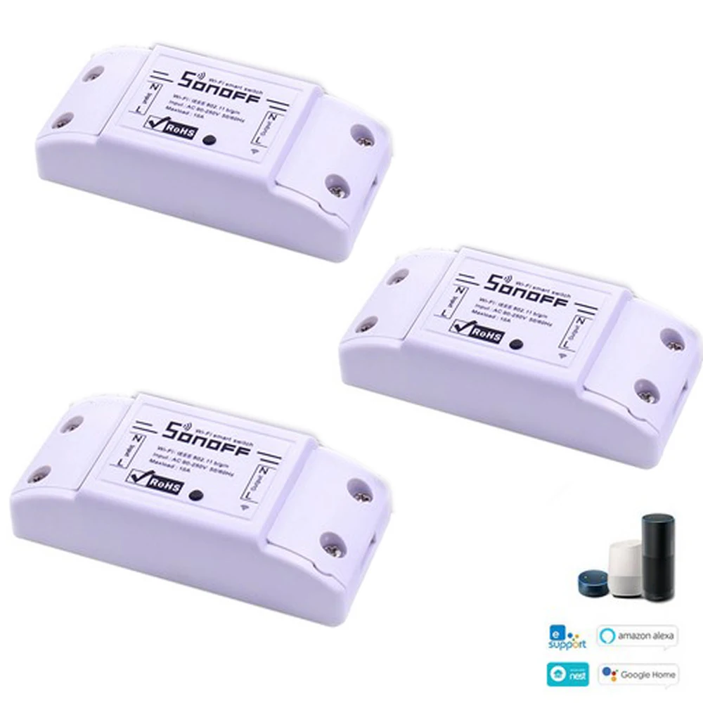2/3/5/6/8/10 шт. Sonoff Basic умный дом переключатель Wi-Fi Беспроводной дистанционного Управление светильник таймер DIY модули 10A/2200W через Ewelink - Цвет: Sonoff basic 3pcs
