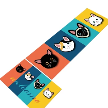 

2 Pcs Cat Pattern Mats Bath Carpet Floor Mat Home Entrance Doormat Absorbent Bedroom Living Room Floor Mats Kitchen Rugs