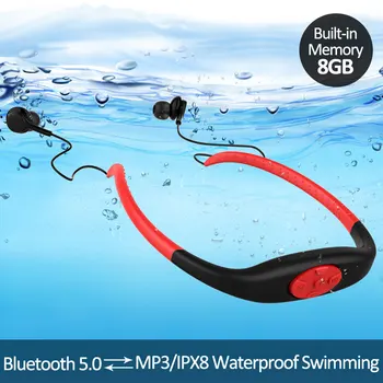 

168PLUS Outdoor IPX8 Waterproof Swimming Wireless Bluetooth Headphone 8G Memory MP3 Player FM Radio Sport Headset Diving Running