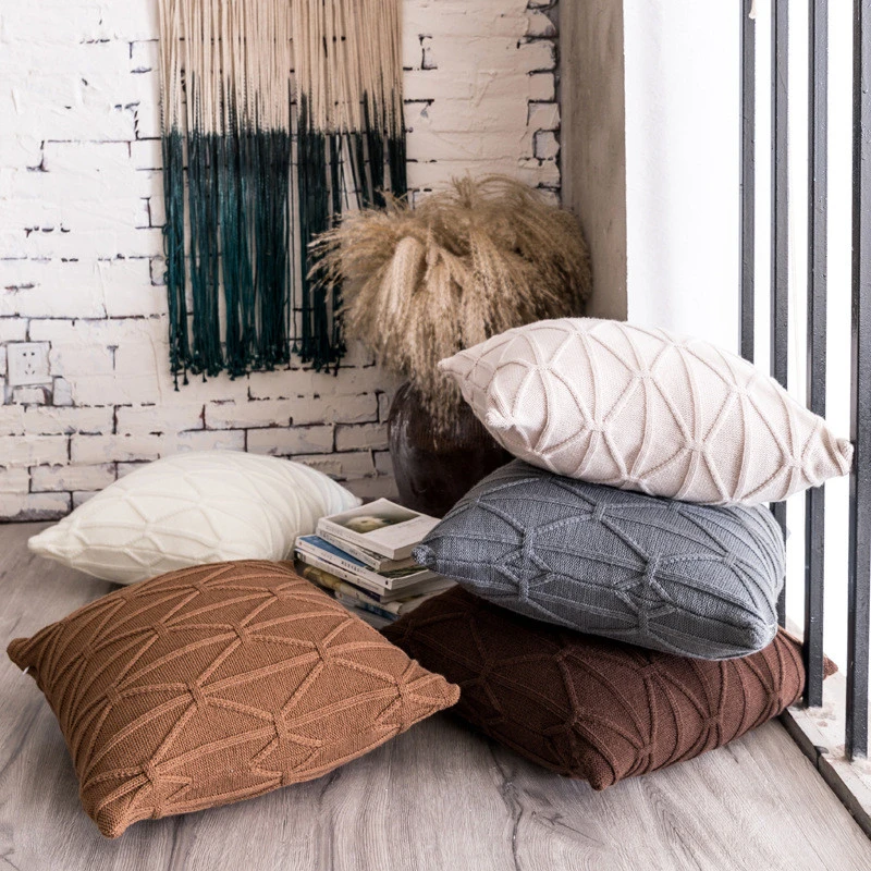 

45x45cm Nordic Style Mbyte Wool Pillowcase Modern Simple Home Coffee Shop Hotel Sofa Cushion Cover Car Back Seat Waist