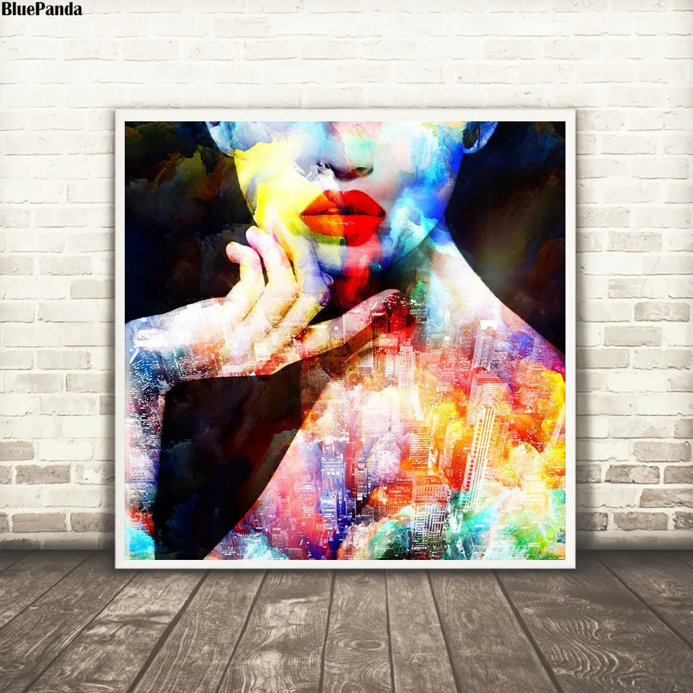 Абстрактная красочная Женская Картина на холсте Красные сексуальные губы