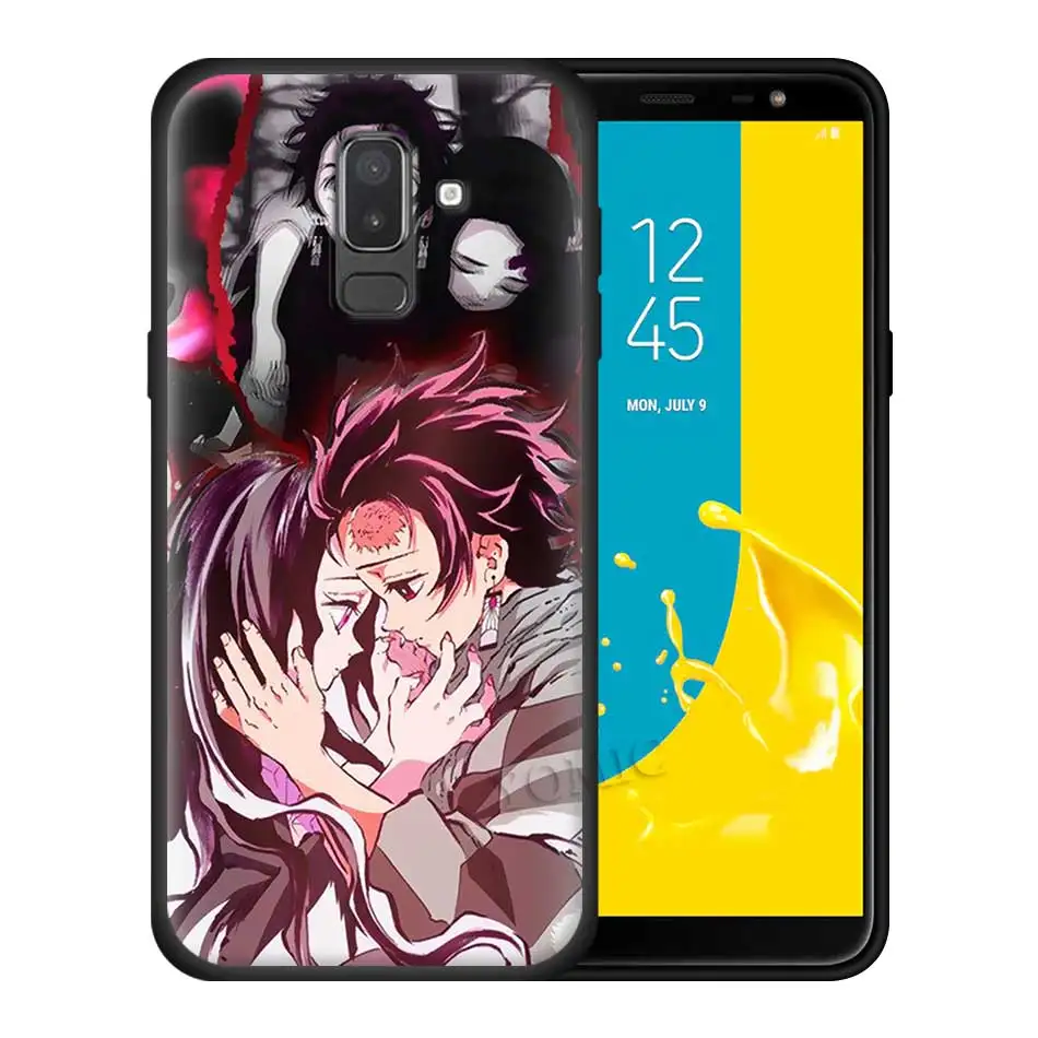 Чехол Kimetsu No Yaiba для samsung Galaxy J8 J6 J4 A6 A7 A8 A9 Plus M10 M20 M30 S M40 силиконовый черный фон