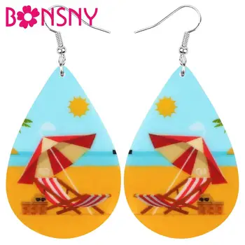 

Bonsny Acrylic Teardrop Sunshine Parasol Beach Chair Earrings Drop Dangle Jewelry For Women Girls Teens Kid Charm Gift Accessory