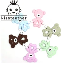Kissteether – anneau de dentition en Silicone pour bébé, perles de dessin animé, ours en peluche, Animal DIY, chaîne de sucette, jouet molaire rongeur sans BPA 