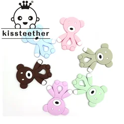 Kissteether New Baby Silicone Beads Cartoon Teddy Bear Animal DIY Pacifier Chain Baby Silicone Teether Rodent Molar Toy BPA-Free