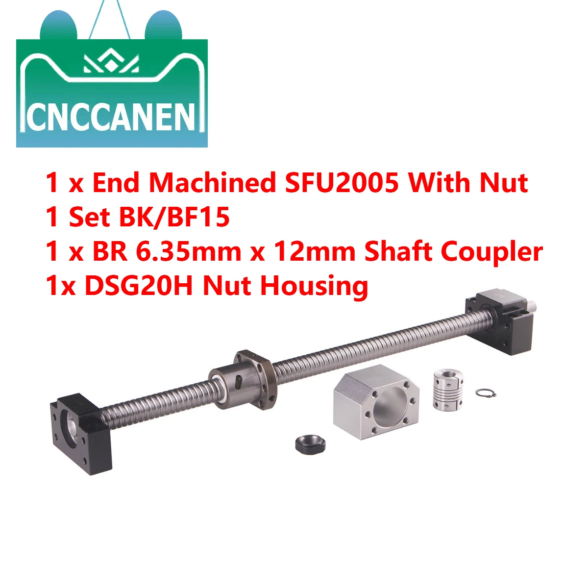 Шариковый винт SFU2005 200 300 мм 350 400 500 550 600 800 1000 1200 1500 mmWith 1 комплект BK15 & BF15 + 6 35x12 Муфта