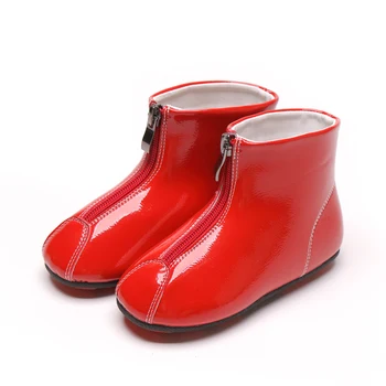 

Winter Boots for Girls Leather Shoes Solid Color Patent Leather Fashion Children Girls Snow Boots Baby Girl Boots SGF030