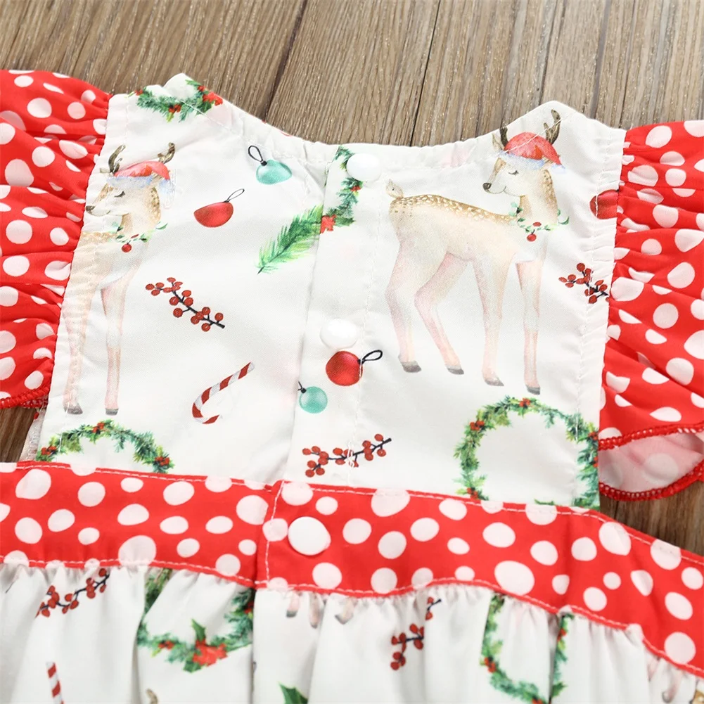 Рождественские боди для мальчиков младенцев и девочек от 0 до 24 месяцев рождественские комбинезоны с короткими рукавами и оборками с