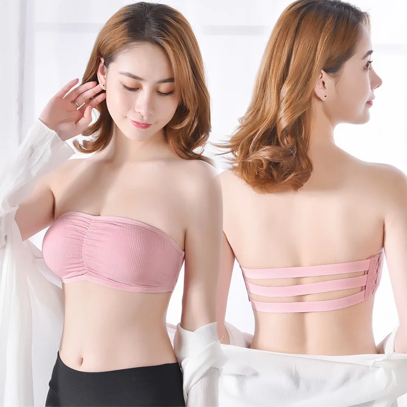 Women Bandage Tube Top Strapless Invisible Bra Push Up Lingerie