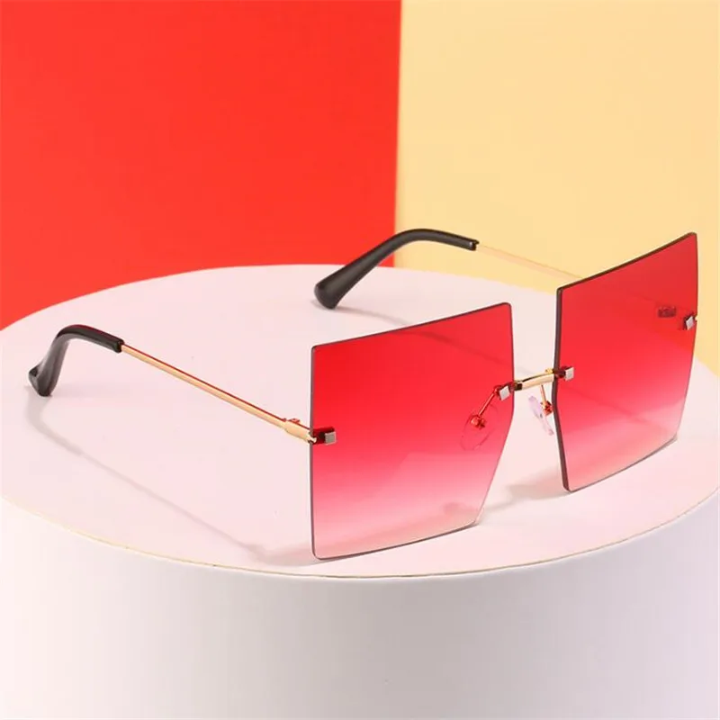 

Lantzena Rimless Square Polarized Sunglasses Retro Outdoor Oculos De Sol Gafas Fashion High Quality Plastic Large Sun Glasses