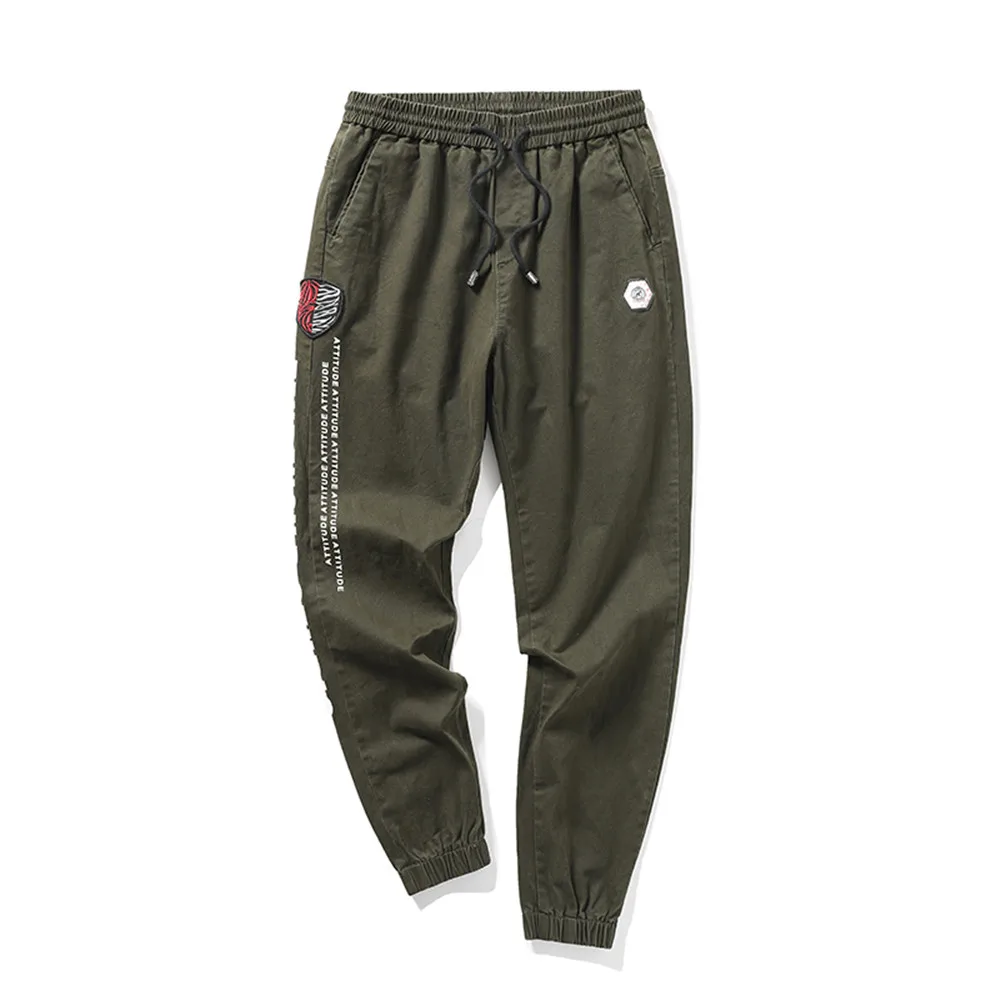 Army Green WWKK мужские Новые широкие спортивные свободные штаны армейский зеленый удобный Свободный шнурок одежда эластичный пояс Капри эластичные джоггеры - Цвет: Army Green