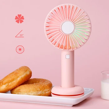 

Bear Air Fan Cute Cartoon Handheld USB Rechargeable Fans Small LED Night Light Fan 3 Speed handheld HY9