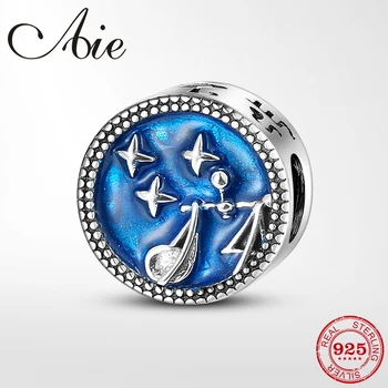 

Libra Constellation Beads 925 Sterling Silver blue Charm Fit Original Pandora DIY Bracelet Beads For Jewelry Making