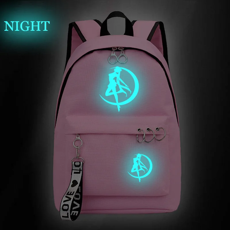 Style 18 Сейлор Мун Кот розовый рюкзак школьный книги сумки Mochila Дорожная сумка для ноутбука кольцо с изображением ленты круг мальчик девочки рюкзак розовый черный - Цвет: Style 18