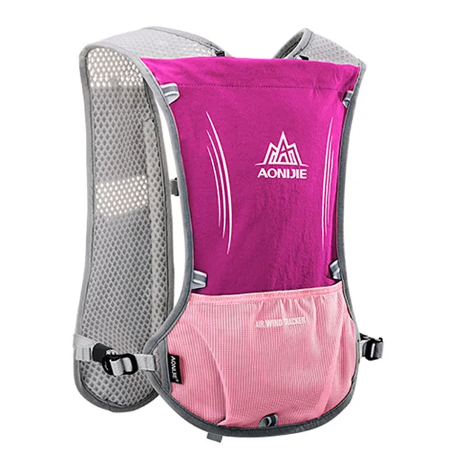 E913S-Rose AONIJIE Outdoor Running Cycling 5L Hydration Backpack Vest Hiking Camping Marathon Race Rucksack Bag Harness Water Bladder Bag - Цвет: E913S-Rose