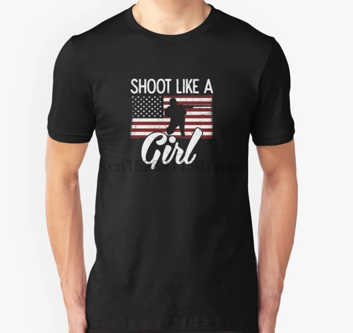 Men tshirt Shoot Like A Girl Female Military Veteran Patriotic Unisex T Shirt Printed T-Shirt tees top | Мужская одежда