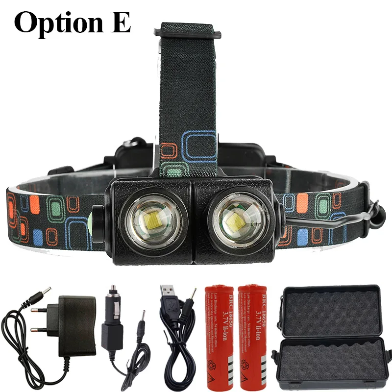 Option E Litwod z202602 2 шт. CREE XM-L T6 светодиодный головной фонарь вспышка светильник Lanterna 4 модели светодиодный головной светильник налобный фонарь для кемпинга светильник - Испускаемый цвет: Option E