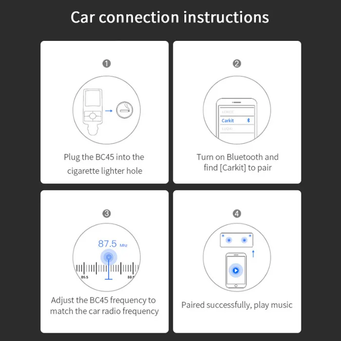 Fm-передатчик Bluetooth Радио адаптер автомобильный комплект с USB Автомобильное зарядное устройство MP3-плеер DQ-Drop