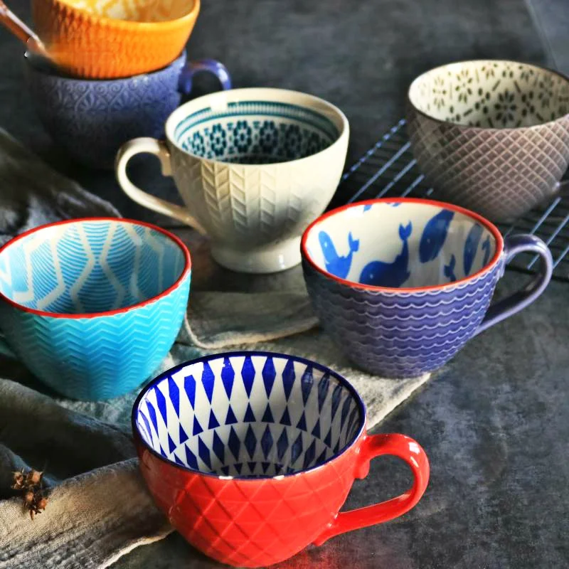 Оригинальная керамическая кружка Ins с тиснением в скандинавском стиле ретро для