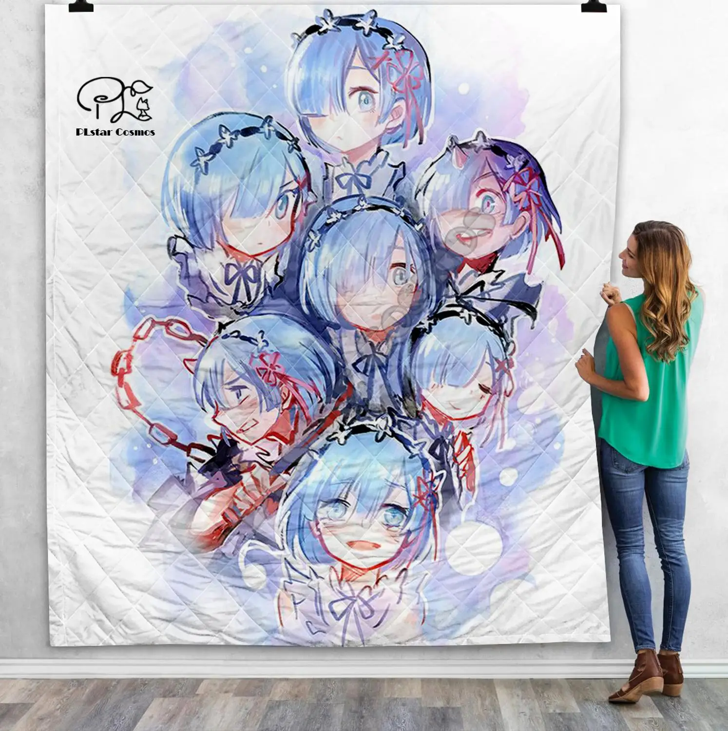 

Anime girl sexy Re Zero Rem Ahegao 3D Quilt Blanket For Kids Adult Bedding Throw Soft Warm Blanket With Cotton Quilt style-8
