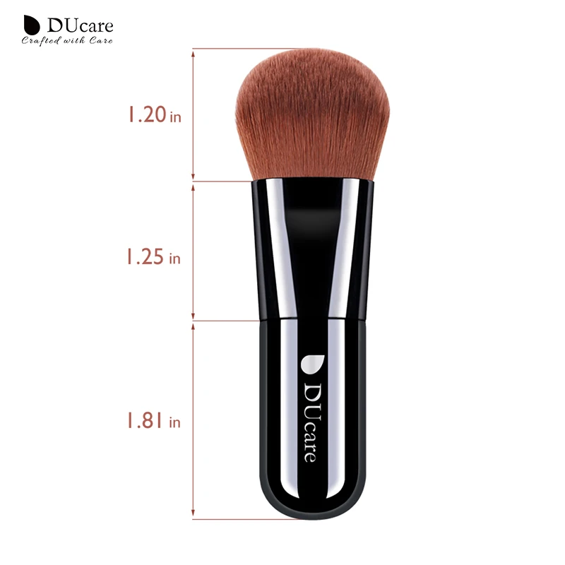 Ducare 1 개 전문 파운데이션 브러쉬 고품질 메이크업 브러쉬 갈색 합성 머리 상자 메이크업 브러쉬 필수 도구