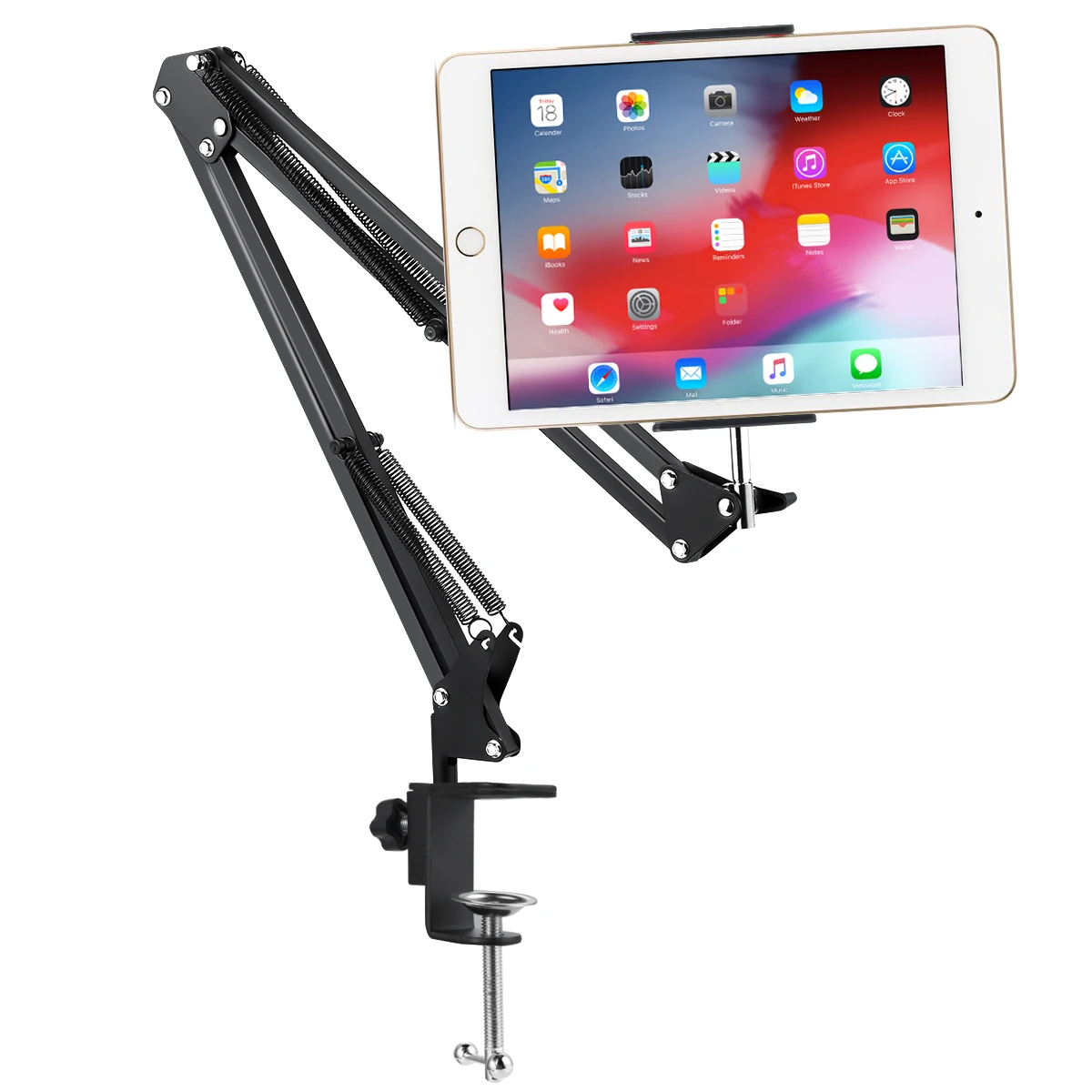 Black/White Cellphone Tablet Metal Holder Stand Adjustable Long Arms Mount Bracket for 12-18CM Wide Mobile Phone Tablets Black/White Cellphone Tablet Metal Holder Stand Adjustable Long Arms Mount Bracket for 12-18CM Wide Mobile Phone Tablets