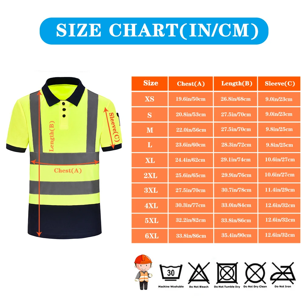 AYKRM Reflective Safey Polo Shirt Hi Vis Short-sleeved High Visibility Workwear Quick-drying DIY LOGO Customized 6XL 3m respirator for muriatic acid