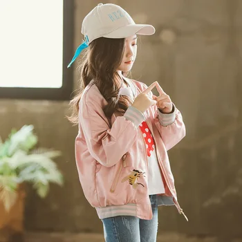 

Girls Jackets Embroidery Coats Kids Windbreaker Baby Jacket For Girl Size 6 8 9 10 12 13 Children Outerwear 2020 Autumn Teenager
