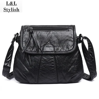 

Women's bag 2020 fashion one-shoulder diagonal small bag middle-aged washed leather soft leather versatile ladies bag trend