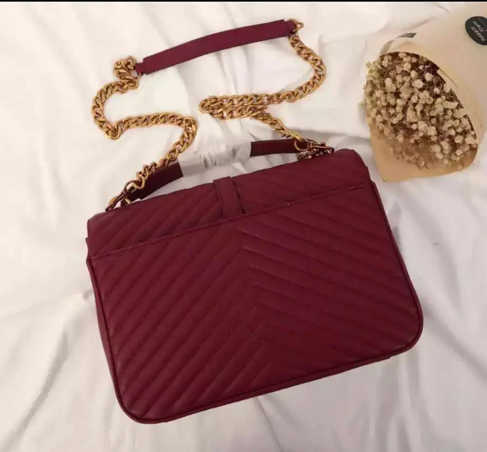 wine red gold Для женщин из натуральной кожи Сумки из натуральной кожи Большие размеры 32 см роскошные дизайнерские GUROVI сумка-мессенджер женская обувь черного цвета с цепочкой через плечо женская сумка через плечо - Цвет: wine red gold