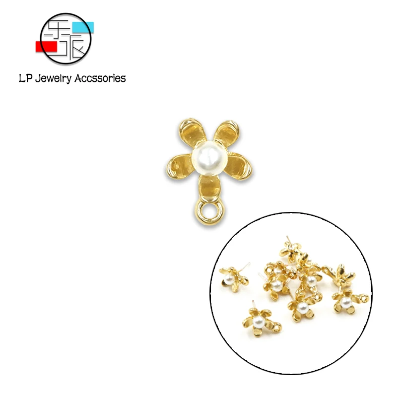 

Cute Pearl flower stud earring for women DIY jewelry finding handmade earrings making accessories Components Material 10pcs/lot