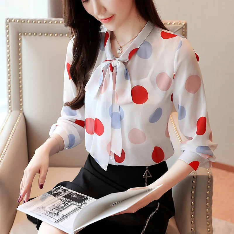 

Korean Fashion Womens Tops and Blouses Spring Chiffon Women Shirts Office Lady Ladies Tops Plus Size Blusas Femininas Elegante