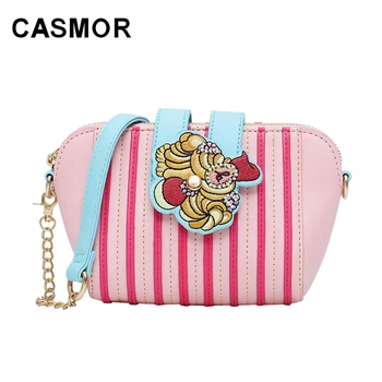 

CASMOR Creative Bag INS Fashion Flap Bag PU Leather Chains Bag Lady Cartoon Printing Shoulder Bags Women Party Crossbody Bag
