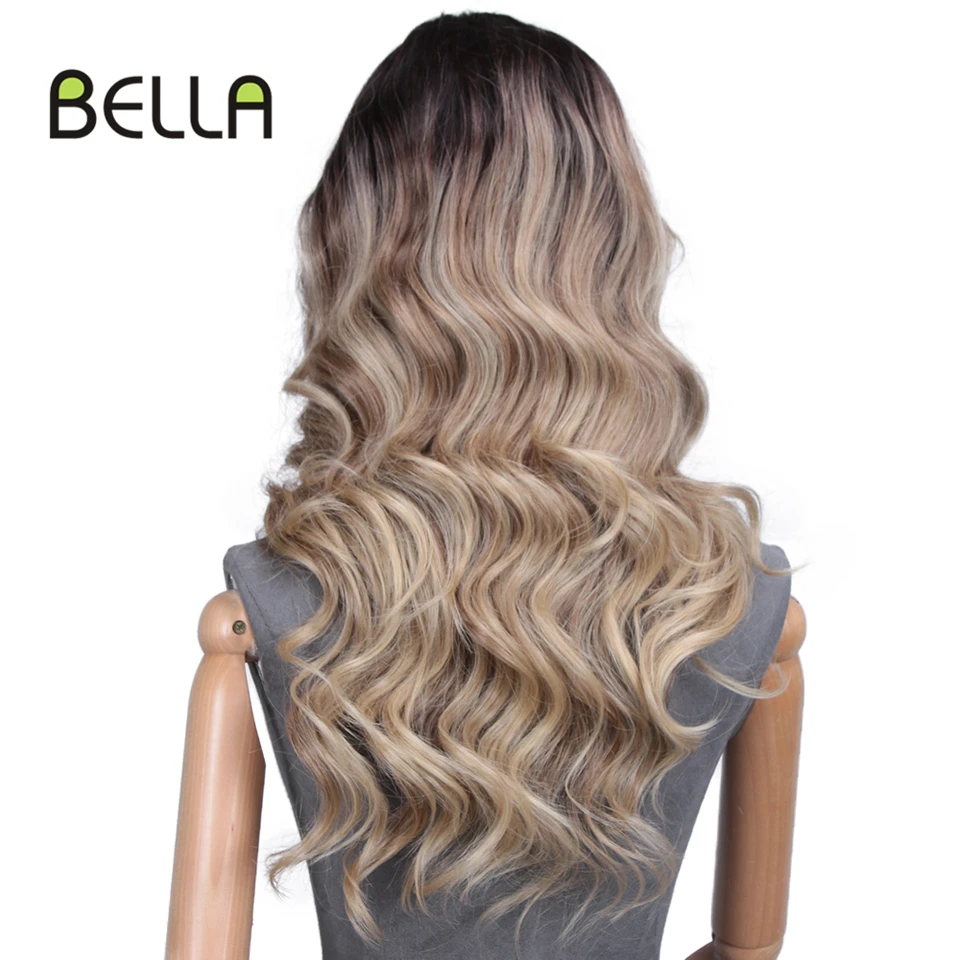 Wigs For Women Loose Wave Synthetic Lace Front Wig Brown Red Multicolor 1B Ombre High Temperature Cosplay Daily Party Hair BELLA - Цвет: TTPN4-T30-16-613A