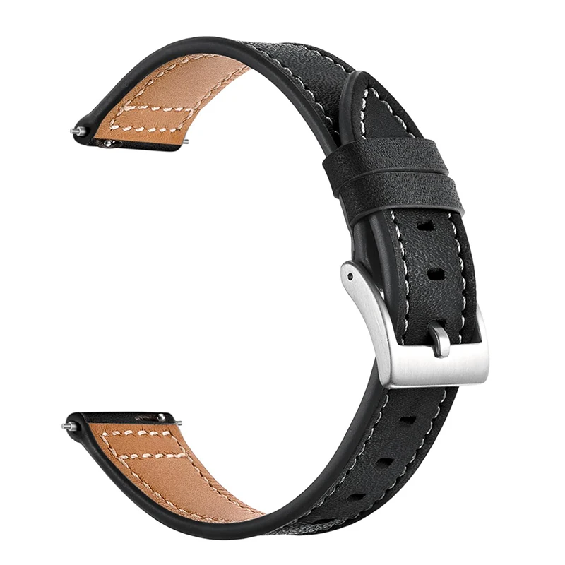 Black UEBN 20 мм кожаный ремешок для samsung galaxy active 2 сменный ремешок для samsung gear S2& Sport Amazfit bip умные Ремешки для наручных часов - Цвет ремешка: Black
