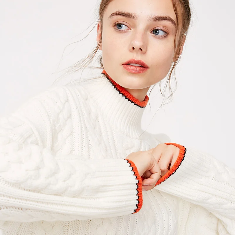 Vero Moda Женская контрастная трикотажная рубашка с высоким воротом и открытыми плечами | 318413606