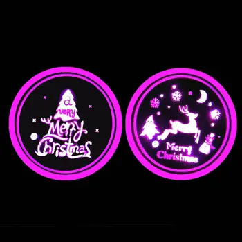 

New 1/2PCS Car Drink Holder 7 Colors LED Light Car Cup Holder Pad USB Ambient Light Atmosphere Lamp Charging Non-slip Mat
