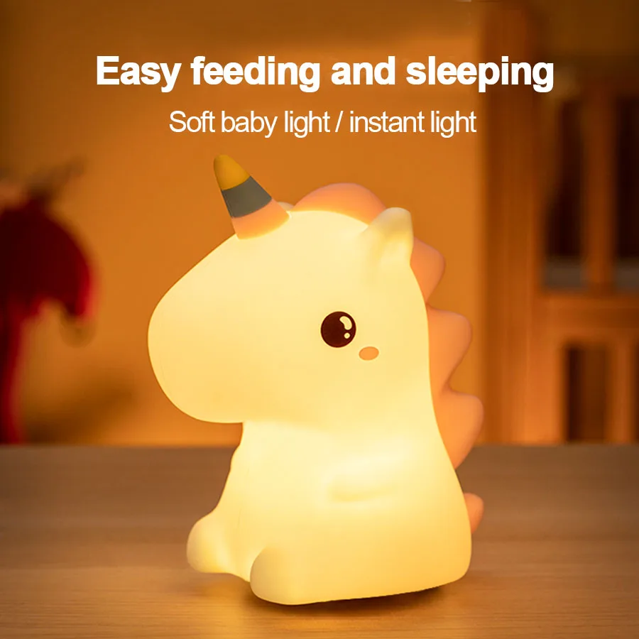 Luz Nocturna quitamiedos para bebés Lámpara Infantil LED Silicona Unicornio  Recargable Regalo [Clase de eficiencia energética A]