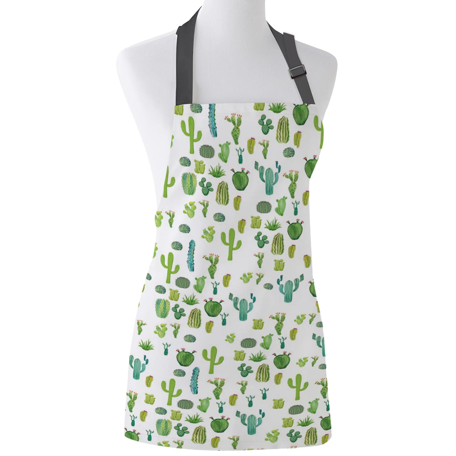 Kitchen Apron Nordic Cactus Adjustable BBQ Bib Canvas Aprons For Women Cooking Baking Restaurant Kids Pinafore | Дом и сад