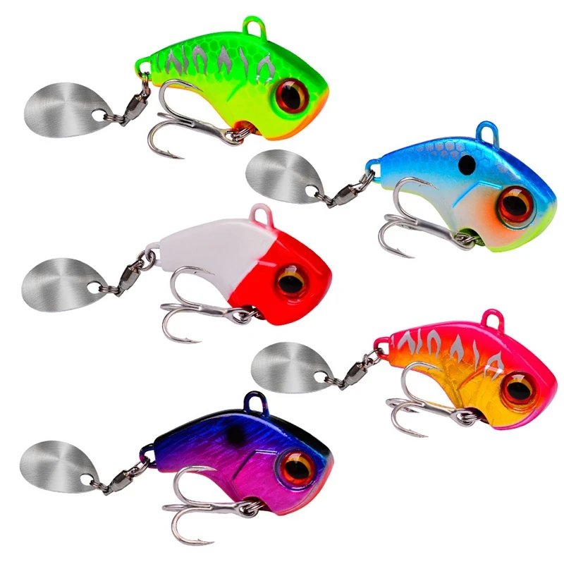 28G 4Cm Metal Vib with Rotating Spoon Tail Fishing Lure Sinking Lures