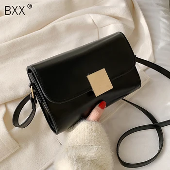 

[BXX] Lady Solid Color Leather Crossbody Bags For Women 2020 Spring Fashion Simple Shoulder Messenger Bag Female Handbags HL102