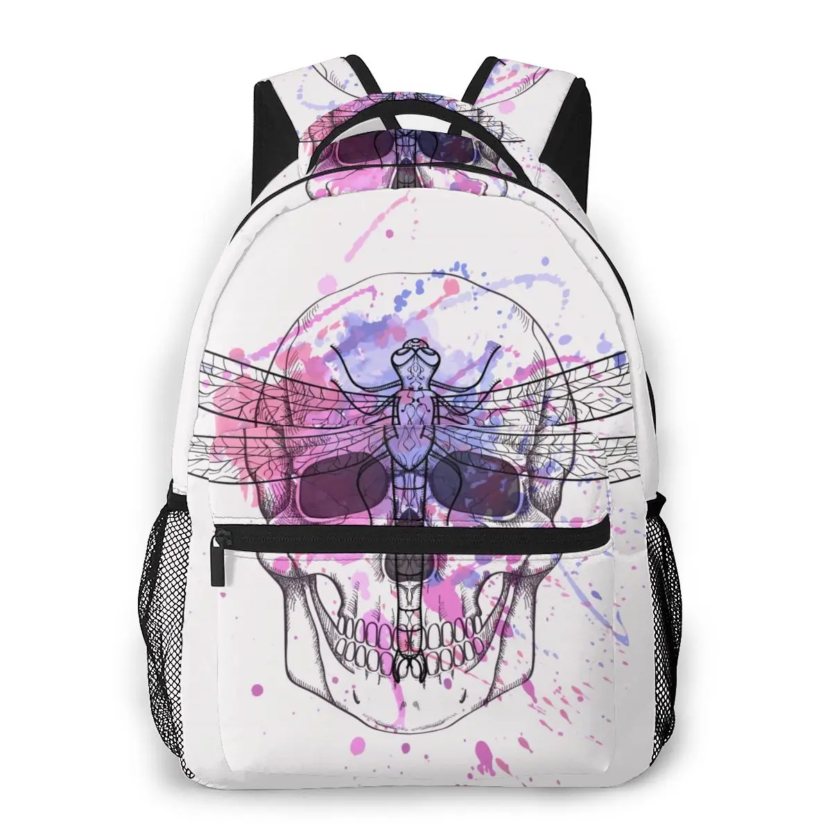 Женский школьный рюкзак с черепом и стрекозой для девочек подростков дорожный